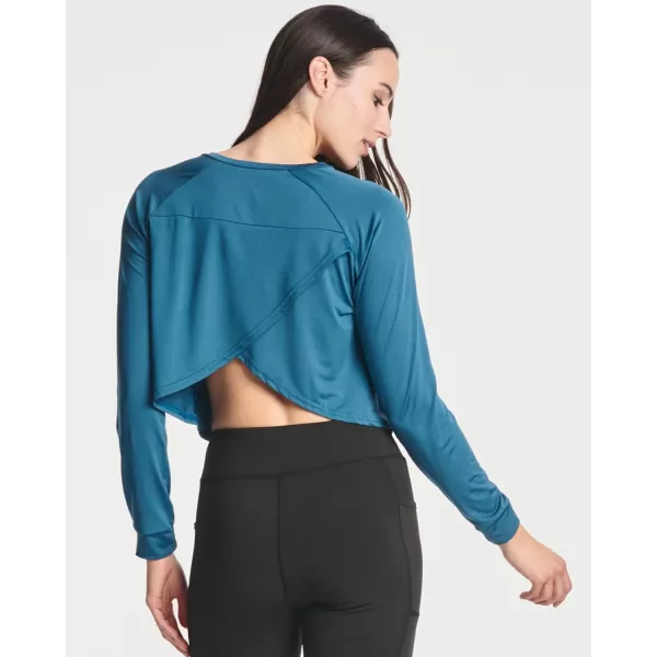 Real Essentials 4 Pack Womens DryFit Long Sleeve Petal Back Crop Top  Athletic Cropped Tee Available in Plus SizeStandard Set 4