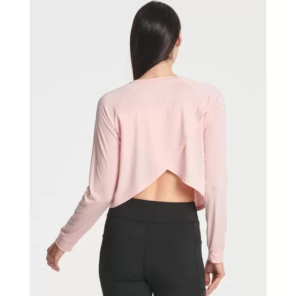 Real Essentials 4 Pack Womens DryFit Long Sleeve Petal Back Crop Top  Athletic Cropped Tee Available in Plus SizeStandard Set 7