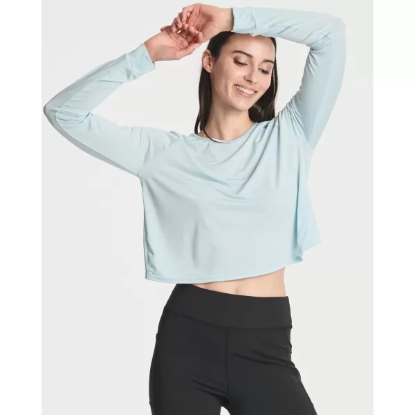 Real Essentials 4 Pack Womens DryFit Long Sleeve Petal Back Crop Top  Athletic Cropped Tee Available in Plus SizeStandard Set 7