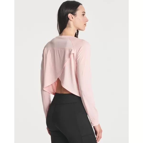 Real Essentials 4 Pack Womens DryFit Long Sleeve Petal Back Crop Top  Athletic Cropped Tee Available in Plus SizeStandard Set 7