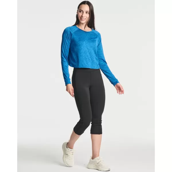 Real Essentials 4 Pack Womens DryFit Long Sleeve Petal Back Crop Top  Athletic Cropped Tee Available in Plus Sizeplussize Set 1