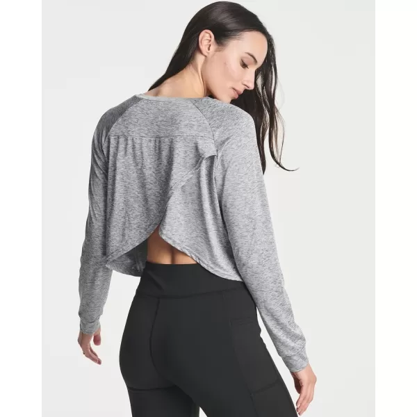 Real Essentials 4 Pack Womens DryFit Long Sleeve Petal Back Crop Top  Athletic Cropped Tee Available in Plus Sizeplussize Set 1