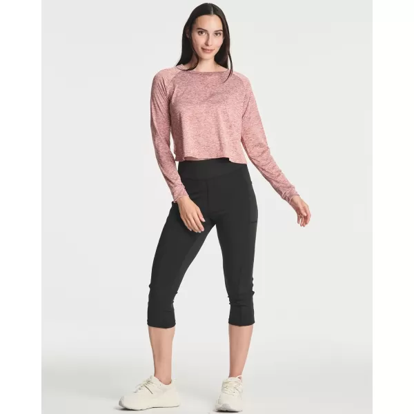 Real Essentials 4 Pack Womens DryFit Long Sleeve Petal Back Crop Top  Athletic Cropped Tee Available in Plus Sizeplussize Set 3