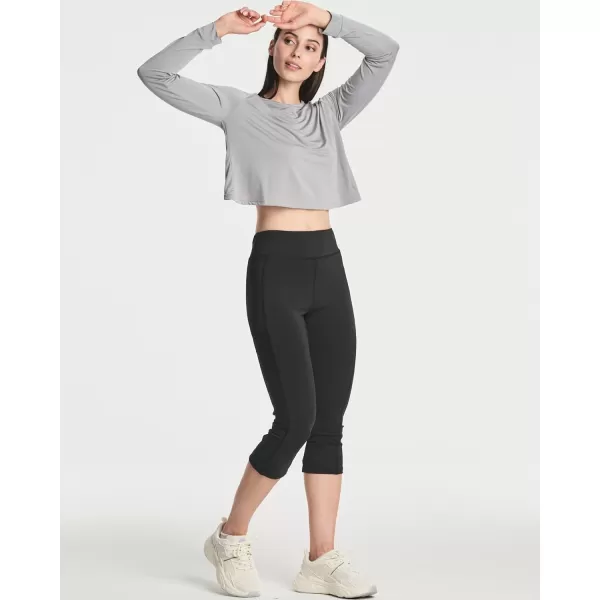 Real Essentials 4 Pack Womens DryFit Long Sleeve Petal Back Crop Top  Athletic Cropped Tee Available in Plus Sizeplussize Set 5