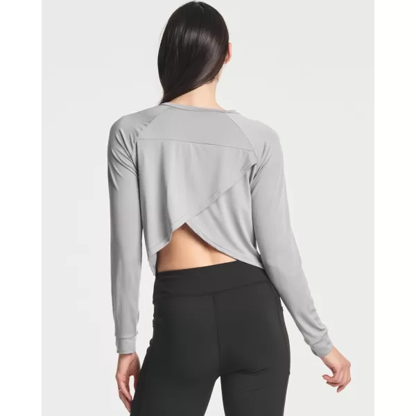 Real Essentials 4 Pack Womens DryFit Long Sleeve Petal Back Crop Top  Athletic Cropped Tee Available in Plus Sizeplussize Set 5