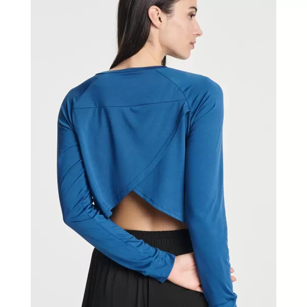 Real Essentials 4 Pack Womens DryFit Long Sleeve Petal Back Crop Top  Athletic Cropped Tee Available in Plus Sizeplussize Set 6