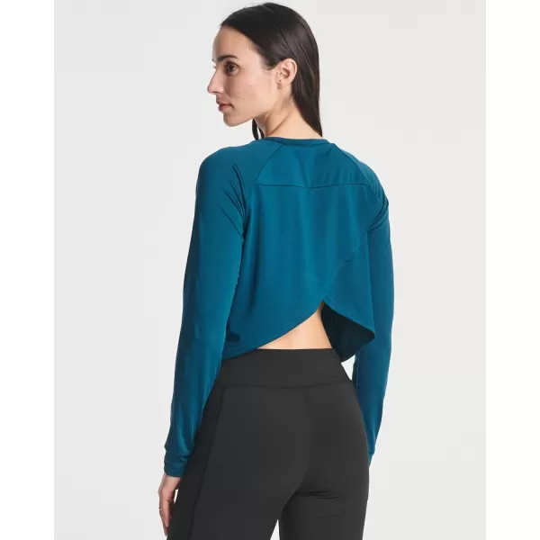 Real Essentials 4 Pack Womens DryFit Long Sleeve Petal Back Crop Top  Athletic Cropped Tee Available in Plus Sizeplussize Set 8