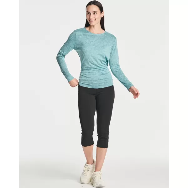 Real Essentials 4 Pack Womens DryFit LongSleeve Tie Back Athletic Workout TShirt Available in Plus SizeStandard Set 7