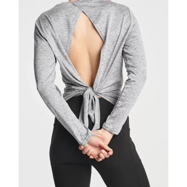 Real Essentials 4 Pack Womens DryFit LongSleeve Tie Back Open Back Athletic Workout TShirt Available in Plus SizeStandard Set 7