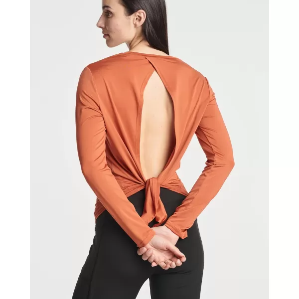 Real Essentials 4 Pack Womens DryFit LongSleeve Tie Back Open Back Athletic Workout TShirt Available in Plus SizeStandard Set 8