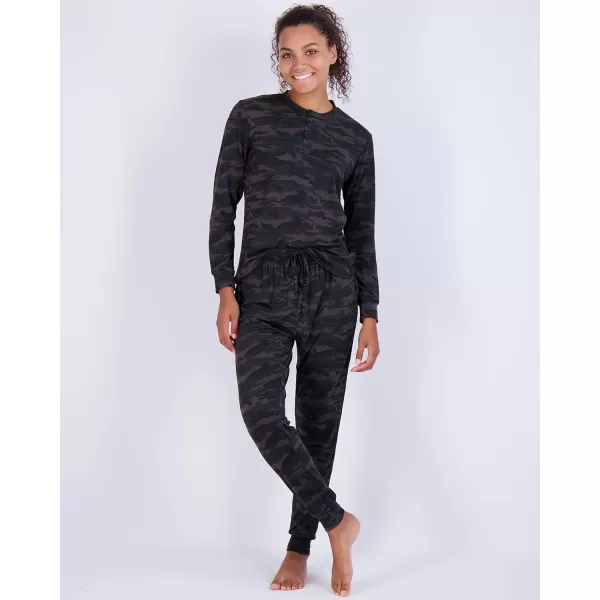 Real Essentials 4 Piece Womens Long Sleeve Pullover Hoodie Henley Sweatshirt  Jogger Set Athletic Lounge SweatsuitHenley Set 6