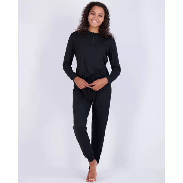 Real Essentials 4 Piece Womens Long Sleeve Pullover Hoodie Henley Sweatshirt  Jogger Set Athletic Lounge SweatsuitHenley Set 7