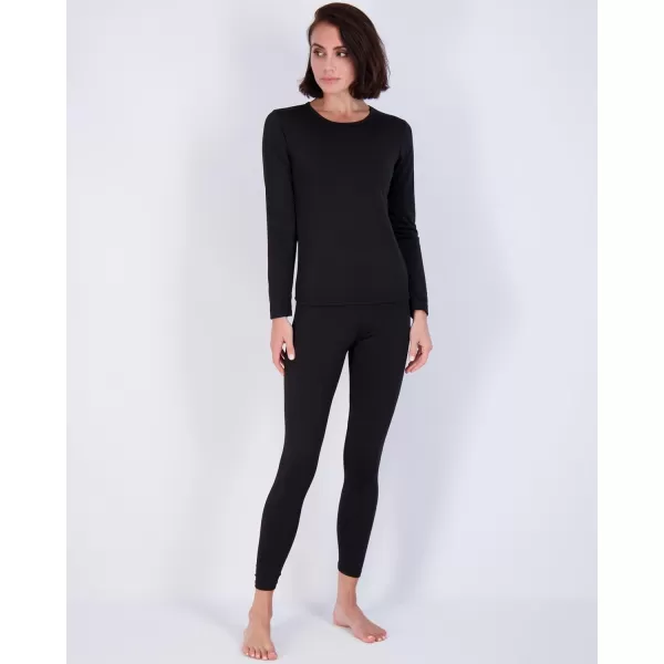 Real Essentials 4 Piece Womens Thermal Underwear Set  Thermal Underwear for Women Fleece Lined Top  Bottom Long JohnsSet 3