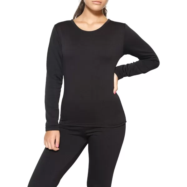 Real Essentials 4 Piece Womens Thermal Underwear Set  Thermal Underwear for Women Fleece Lined Top  Bottom Long JohnsSet E