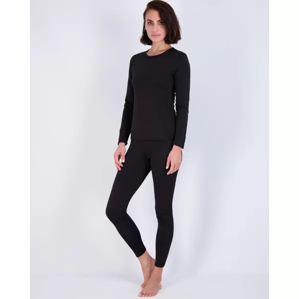 Real Essentials 4 Piece Womens Thermal Underwear Set  Thermal Underwear for Women Fleece Lined Top amp Bottom Long JohnsStandard Set 7