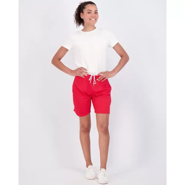 Real Essentials 4Pack Womens 7 Mesh QuickDry Bermuda Active Athletic Long Shorts with Pockets Available in Plus SizePlusSize Set 3