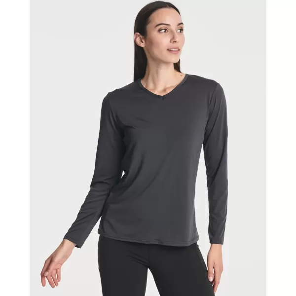 Real Essentials 4Pack Womens DryFit LongSleeve VNeck Athletic Workout Shirt Available in Plus SizeStandard Set 6