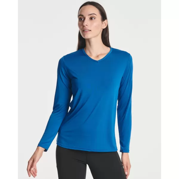 Real Essentials 4Pack Womens DryFit LongSleeve VNeck Athletic Workout Shirt Available in Plus SizeStandard Set 7