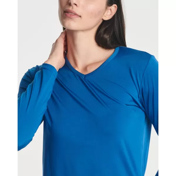 Real Essentials 4Pack Womens DryFit LongSleeve VNeck Athletic Workout Shirt Available in Plus SizeStandard Set 7