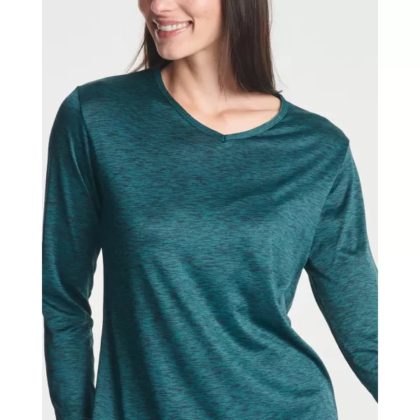 Real Essentials 4Pack Womens DryFit LongSleeve VNeck Athletic Workout Shirt Available in Plus SizeStandard Set 8