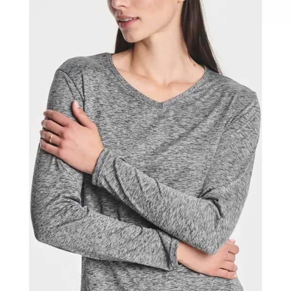 Real Essentials 4Pack Womens DryFit LongSleeve VNeck Athletic Workout Shirt Available in Plus Sizeplussize Set 1