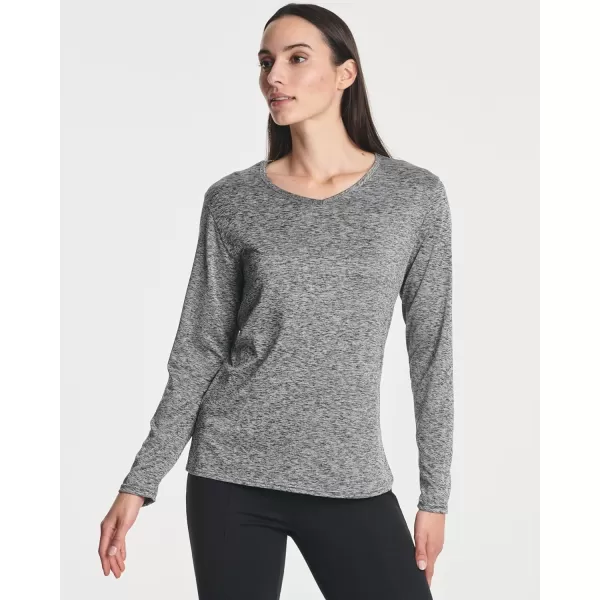 Real Essentials 4Pack Womens DryFit LongSleeve VNeck Athletic Workout Shirt Available in Plus Sizeplussize Set 1
