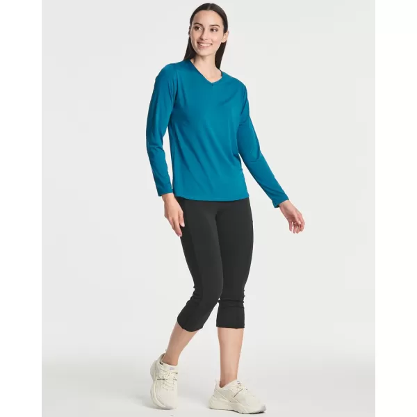 Real Essentials 4Pack Womens DryFit LongSleeve VNeck Athletic Workout Shirt Available in Plus Sizeplussize Set 6
