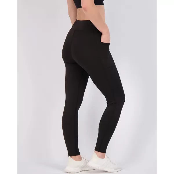Real Essentials 4Pack Womens Full Length Fitted Athletic Yoga Performance Leggings with Pockets Available in Plus SizePlusSize Set 1