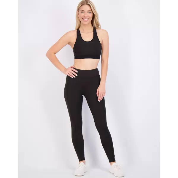 Real Essentials 4Pack Womens Full Length Fitted Athletic Yoga Performance Leggings with Pockets Available in Plus SizePlusSize Set 1