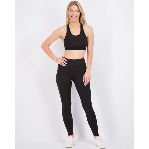 Real Essentials 4Pack Womens Full Length Fitted Athletic Yoga Performance Leggings with Pockets Available in Plus SizePlusSize Set 2