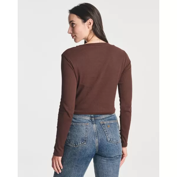 Real Essentials 4Pack Womens Long Sleeve Ribbed Knit Cotton Crew Neck Crop Top Shirt  Available in PlusStandard Set 1