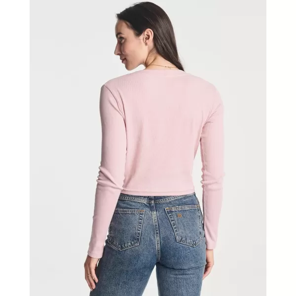 Real Essentials 4Pack Womens Long Sleeve Ribbed Knit Cotton Crew Neck Crop Top Shirt  Available in PlusStandard Set 2