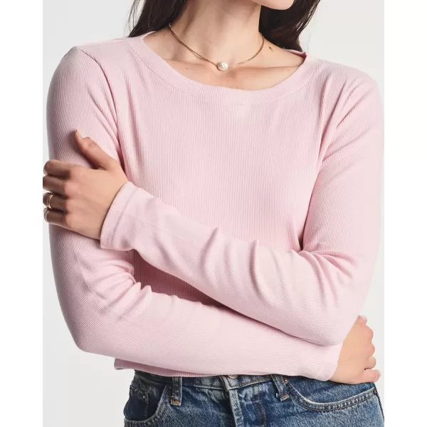 Real Essentials 4Pack Womens Long Sleeve Ribbed Knit Cotton Crew Neck Crop Top Shirt  Available in PlusStandard Set 7