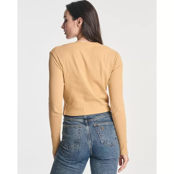 Real Essentials 4Pack Womens Long Sleeve Ribbed Knit Cotton Crew Neck Crop Top Shirt  Available in PlusStandard Set 7