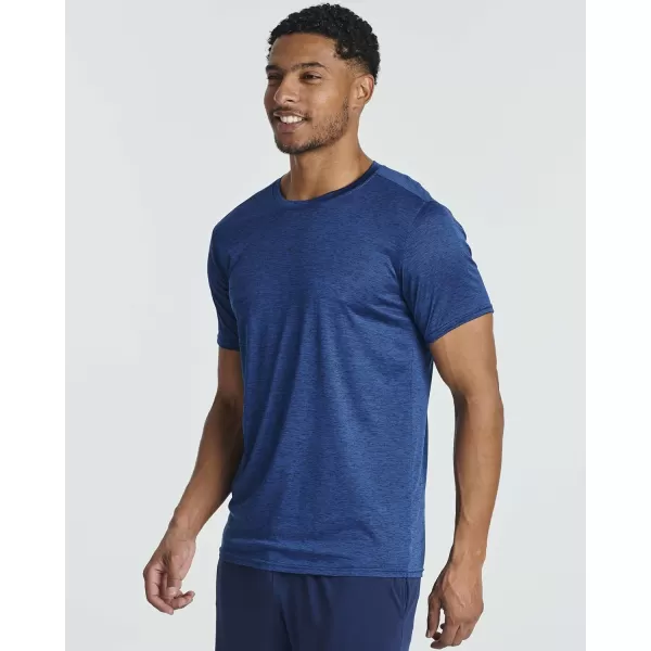 Real Essentials 5 Pack Mens Short Sleeve Dry Fit Active Crew Neck T Shirt  Athletic Running Gym Workout Tee TopsSet 2