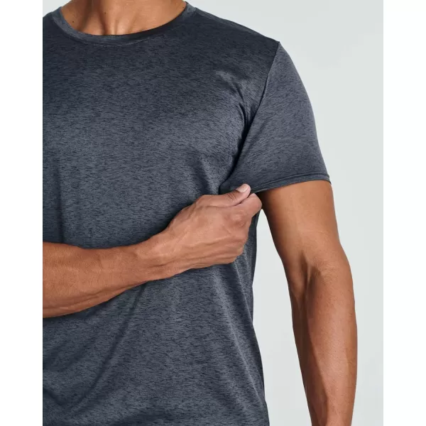 Real Essentials 5 Pack Mens Short Sleeve Dry Fit Active Crew Neck T Shirt  Athletic Running Gym Workout Tee TopsSet 2
