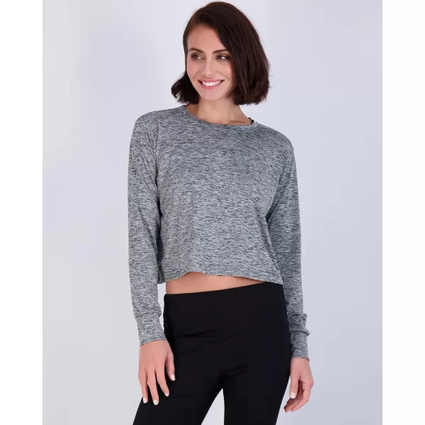 Real Essentials 5 Pack Womens Dry Fit Crop Top  Long Sleeve Crew Neck Stretch Athletic Tee Available in Plus SizePlus Size Set 1