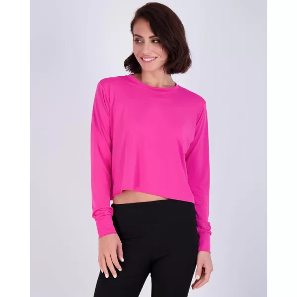 Real Essentials 5 Pack Womens Dry Fit Crop Top  Long Sleeve Crew Neck Stretch Athletic Tee Available in Plus SizePlus Size Set 7