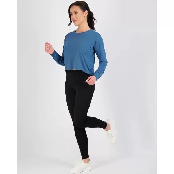 Real Essentials 5 Pack Womens Dry Fit Crop Top  Long Sleeve Crew Neck Stretch Athletic Tee Available in Plus SizeRegular Size Set 10