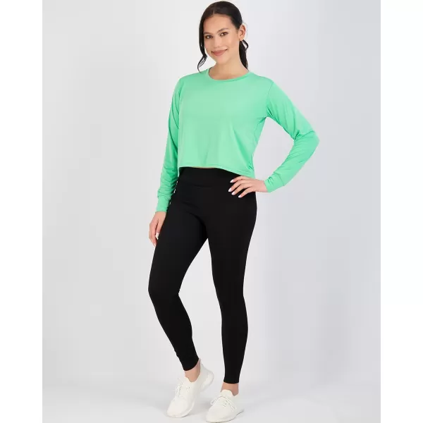 Real Essentials 5 Pack Womens Dry Fit Crop Top  Long Sleeve Crew Neck Stretch Athletic Tee Available in Plus SizeRegular Size Set 11