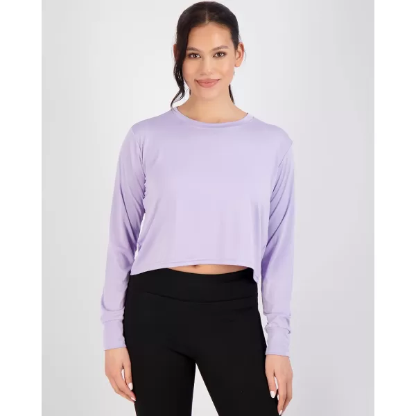 Real Essentials 5 Pack Womens Dry Fit Crop Top  Long Sleeve Crew Neck Stretch Athletic Tee Available in Plus SizeRegular Size Set 11