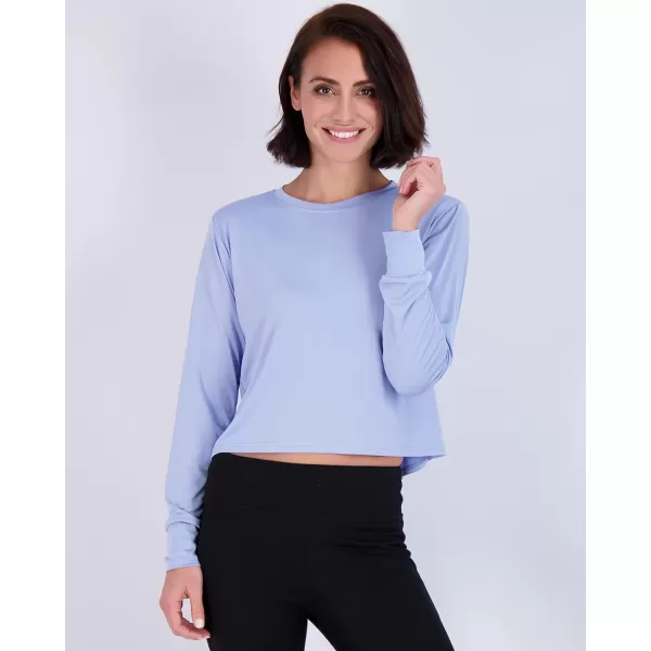 Real Essentials 5 Pack Womens Dry Fit Crop Top  Long Sleeve Crew Neck Stretch Athletic Tee Available in Plus SizeRegular Size Set 6