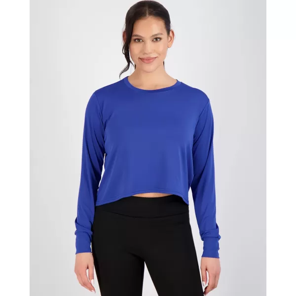 Real Essentials 5 Pack Womens Dry Fit Crop Top  Long Sleeve Crew Neck Stretch Athletic Tee Available in Plus SizeRegular Size Set 9