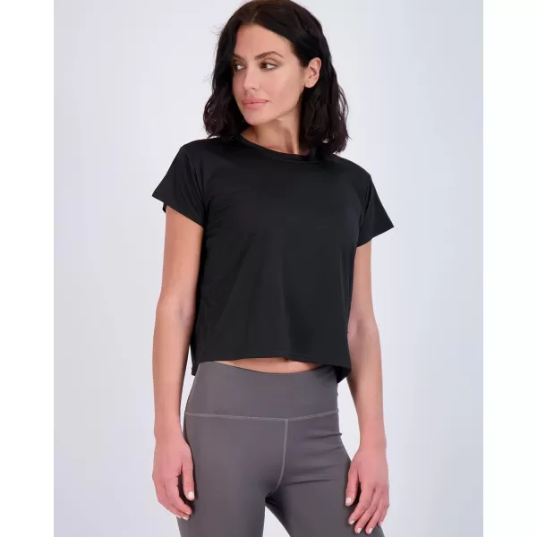 Real Essentials 5 Pack Womens Dry Fit Crop Top  Short Sleeve Crew Neck Stretch Athletic Tee Available in Plus SizePlus Size Set 2