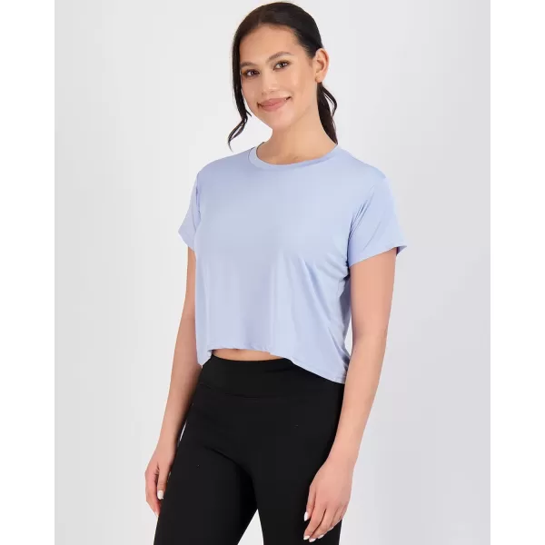 Real Essentials 5 Pack Womens Dry Fit Crop Top  Short Sleeve Crew Neck Stretch Athletic Tee Available in Plus SizeSet 10