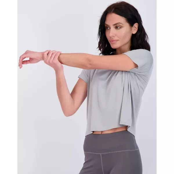 Real Essentials 5 Pack Womens Dry Fit Crop Top  Short Sleeve Crew Neck Stretch Athletic Tee Available in Plus SizeSet 12