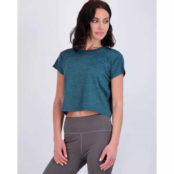 Real Essentials 5 Pack Womens Dry Fit Crop Top  Short Sleeve Crew Neck Stretch Athletic Tee Available in Plus SizeSet 4