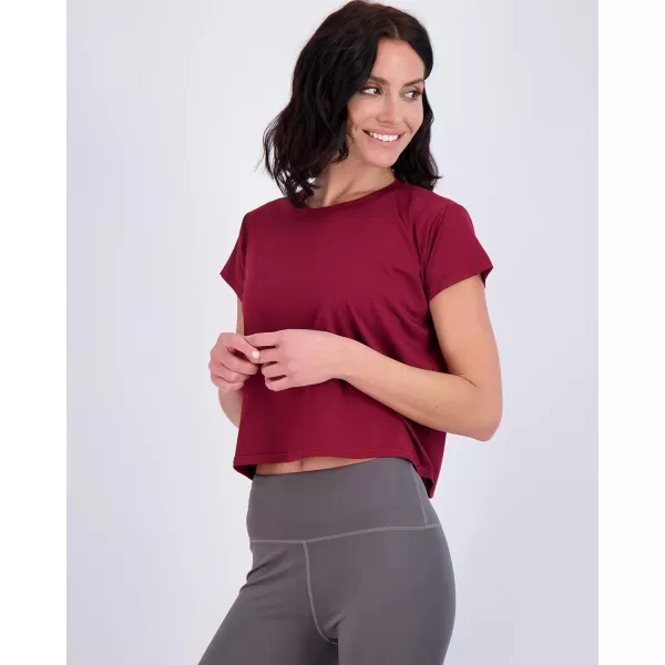 Real Essentials 5 Pack Womens Dry Fit Crop Top  Short Sleeve Crew Neck Stretch Athletic Tee Available in Plus SizeSet 5