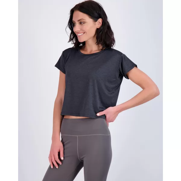 Real Essentials 5 Pack Womens Dry Fit Crop Top  Short Sleeve Crew Neck Stretch Athletic Tee Available in Plus SizeSet 6