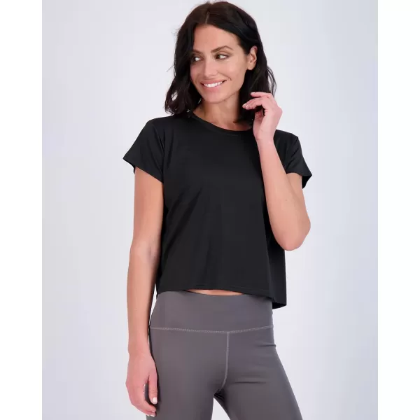 Real Essentials 5 Pack Womens Dry Fit Crop Top  Short Sleeve Crew Neck Stretch Athletic Tee Available in Plus SizeSet 7